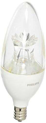 Philips 457119 40W Equivalent Soft White B11 Dimmable Blunt Tip Candle with Warm Glow Light Effect LED Light Bulb
