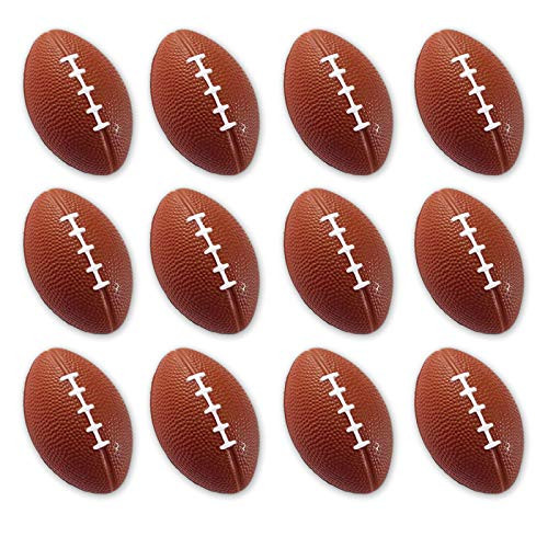 Mini Sports Balls for Kids Party Favor Toy, Soccer Ball, Basketball, Football, Baseball (12 Pack) Squeeze Foam for Stress, Anxiety Relief, Relaxation. (12 Pack (Footballs))