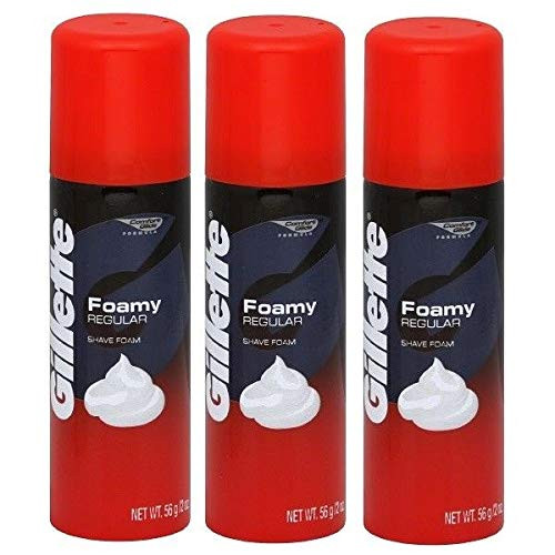 Gillette Foamy Shave Cream, Regular, 2 Oz (56 G) (Pack of 3)