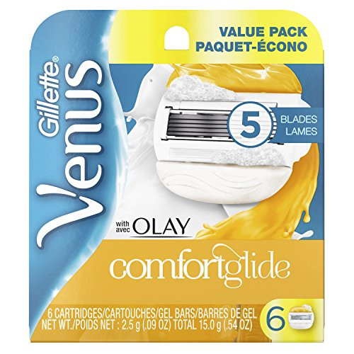Gillette Venus ComfortGlide plus Olay Coconut Women's Razor Blade Refills, 6 Count (Packaging May Vary)