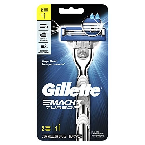 Gillette Mach3 Turbo Men's Razor Handle + 2 Blade Refills