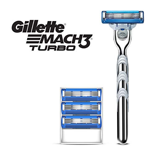 Gillette Mach3 Turbo Men's Razor Handle + 4 Blade Refills