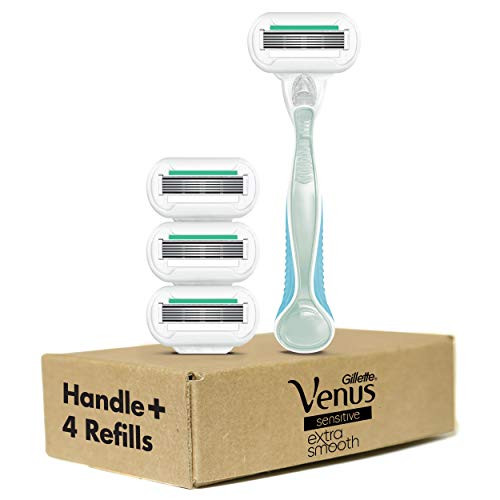 Gillette Venus Extra Smooth Sensitive Women's Razor - 1 Handle + 4 Refills, 1 Razor + 4 Refills