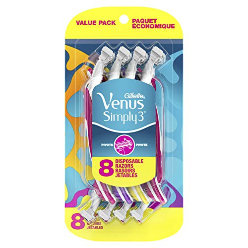 Gillette Venus Simply3 Women's Disposable Razors, 8 Count