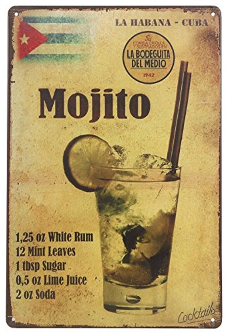 ERLOOD La Habana Cuba Mojito Drink Tin Sign Wall Retro Metal Bar Pub Poster Metal 12 X 8 ERLOOD La Habana Cuba Mojito Drink Tin Sign Wall Retro Metal Bar Pub Poster Metal 12 X 8