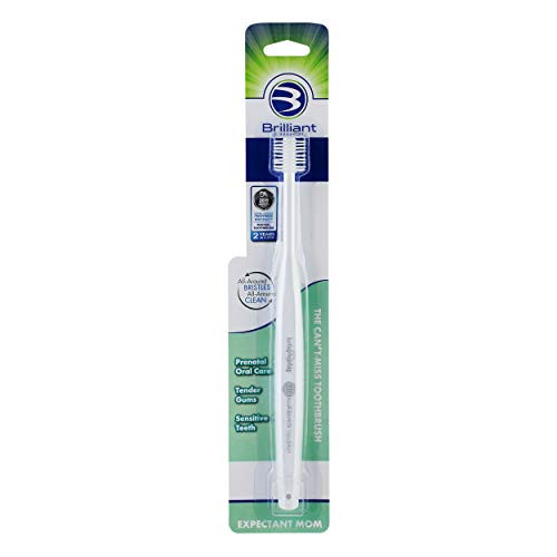 Brilliant Sensitive Toothbrush for Expectant Mom - With Soft 360 degree bristles for Sensitive Teeth and Bleeding Gums  Innovative Quality by Baby Buddy, White, 1 Count