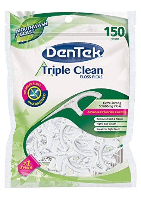 DenTek Triple Clean Floss Picks | No Break Guarantee | 150 Count DenTek Triple Clean Floss Picks | No Break Guarantee | 150 Count