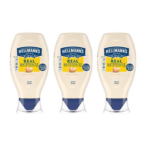Hellmann's Real Mayonnaise For a Creamy Condiment Real Mayo Squeeze Bottle Gluten Free, Made With 100% Cage-Free Eggs 20 oz 3 count