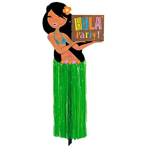 amscan Hula Girl with Tissue Skirt Party Yard Sign, 23.5" x 13", Model:199689