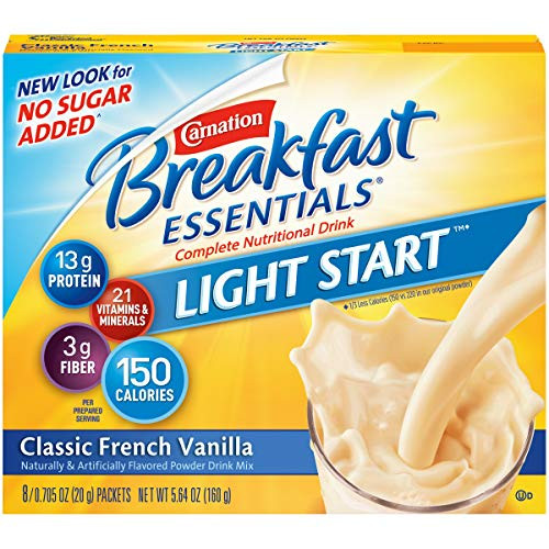 Carnation Breakfast Essentials Complete Light Start Nutritional Drink, Classic French Vanilla, 8-Count/0.705 Packets (Pack of 4)