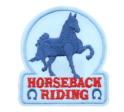 Blue Horseback Riding 2 inch small Iron on Patch Ava2774