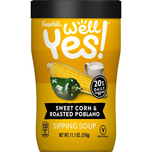 Campbell's Well Yes! Sipping Soup, Vegetable Soup On The Go, Sweet Corn & Roasted Poblano, 11.1 Oz Cup