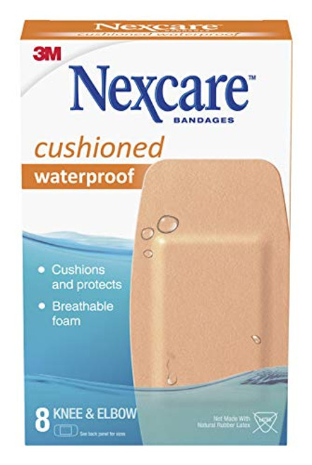 Nexcare Cushioned Waterproof Foam Bandage, Knee and Elbow, 8 Count