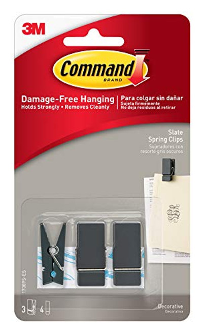 Command Spring Clips, Slate, 3-Clips (17089S-ES), Great for dorm decor Command Spring Clips, Slate, 3-Clips (17089S-ES), Great for dorm decor