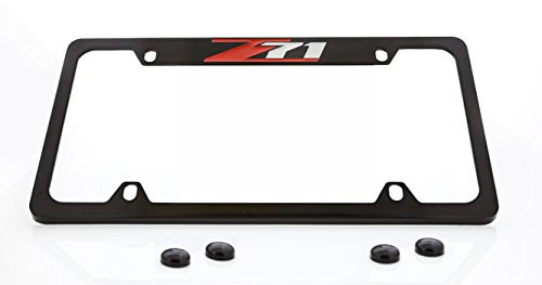Chevrolet Z71 License Plate Frame Holder (4 Hole / Brass, Black / Top)