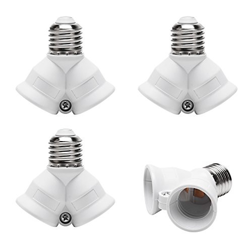 JACKYLED 2 in 1 Light Socket Splitter E26 E27 Adapter Converter 4-pack