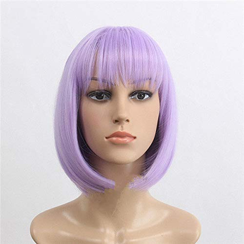 Purple Straight Short Bob Wigs With Flat Bangs Straight Synthetic Wigs Heat Resistant Short Straight Wigs for Women Colorful Hair Party Daily Wear Purple Straight Short Bob Wigs With Flat Bangs Straight Synthetic Wigs Heat Resistant Short Straight Wigs for Women Colorful Hair Party Daily Wear