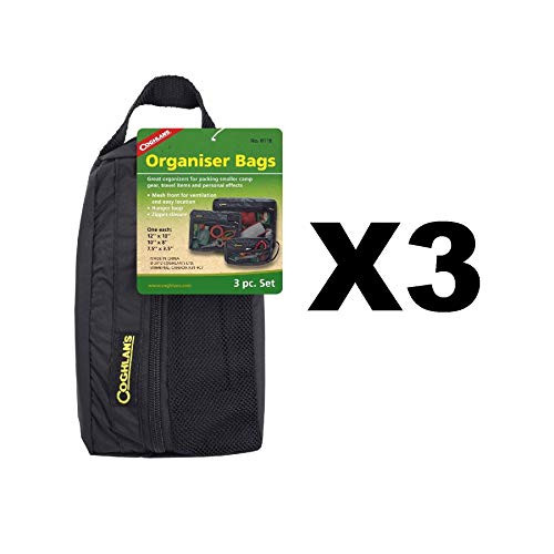 Coghlans 118 Black/Yellow Nylon Mesh Organizer Bags 3 Piece Set