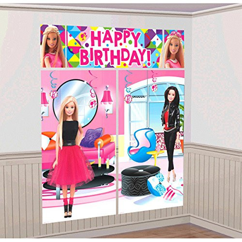 Barbie Sparkle Kids Party Scene Setter Wall Decorations Kit - Kids Birthday and Party Supplies Decoration