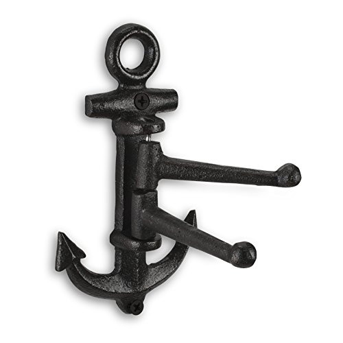 Abbott Collection Cast Iron Anchor Swing Hook, Black