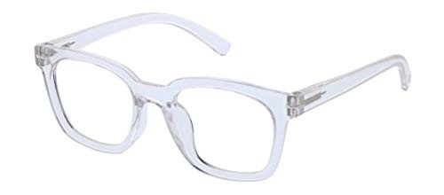 Peepers by PeeperSpecs Women's to The Max Focus Square Blue Light Filtering Reading Glasses, Clear, 50 mm + 4