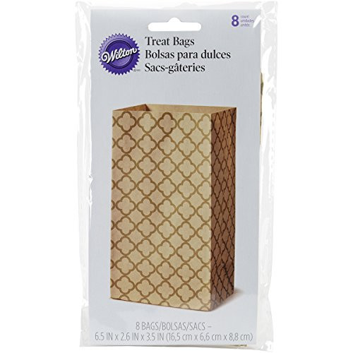 Wilton 1912-0111 8 Count Quartrefoil Treat Bags, Gold