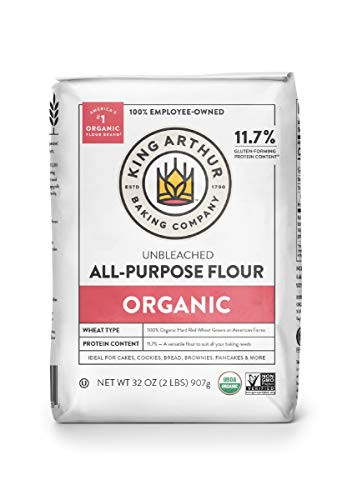 King Arthur Flour, 100% Organic All-Purpose Flour Unbleached, Non-GMO Project Verified, No Preservatives, 2 Pounds (Pack of 12) -Packaging May Vary