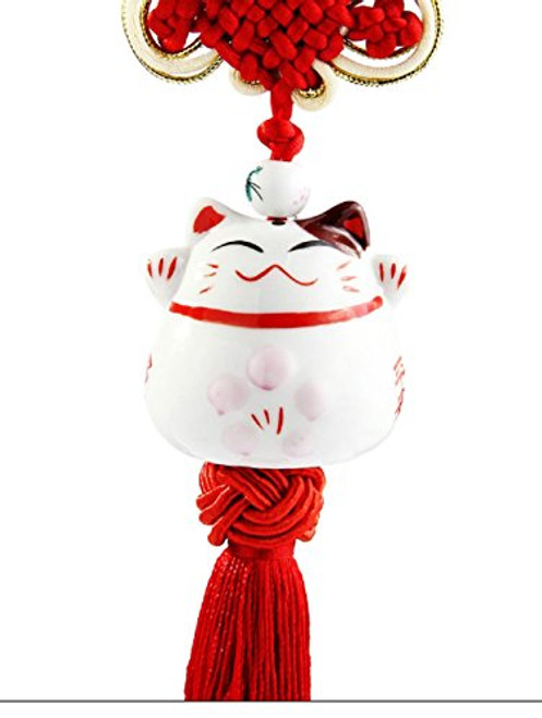 Feng Shui Lucky Cat Ceramic Pendant Japanese Maneki Neko Charm Hanging for Wealth Fortune by Novelty House Feng Shui Lucky Cat Ceramic Pendant Japanese Maneki Neko Charm Hanging for Wealth Fortune by Novelty House