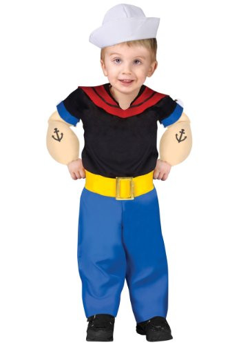 Fun World Toddler Popeye Costume Small (24mo-2T) Black,Blue