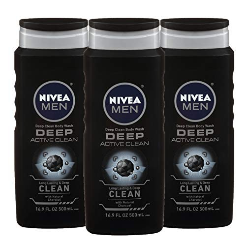NIVEA Men Deep Active Clean Body Wash - 8-Hour Fresh Scent with Natural Charcoal - 16.9 Fl. Oz. Bottle (Pack of 3) NIVEA Men Deep Active Clean Body Wash - 8-Hour Fresh Scent with Natural Charcoal - 16.9 Fl. Oz. Bottle (Pack of 3)