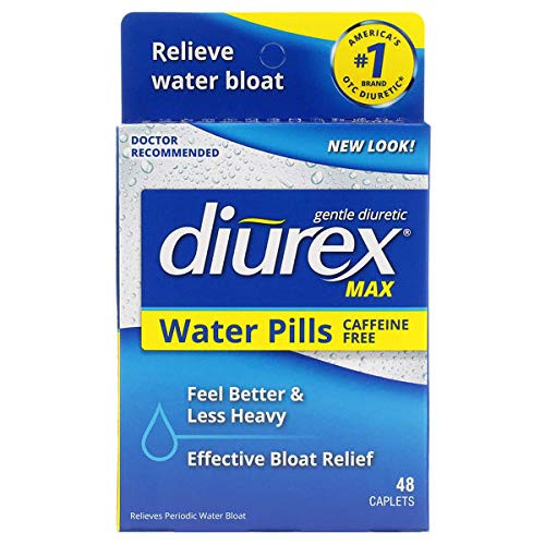 Diurex Max Water Pills - Maximum Strength Caffeine Free Diuretic - Relieve Water Bloat - 48 Count