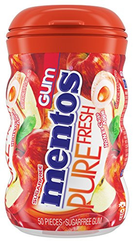 Mentos Pure Fresh Sugar-Free Chewing Gum with Xylitol, Honeycrisp Apple, 50 Piece Bottle