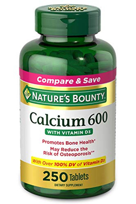 Calcium Carbonate & Vitamin D by Nature's Bounty, Supports Immune Health & Bone Health, 600mg Calcium & 800IU Vitamin D3, 250 Softgels Calcium Carbonate & Vitamin D by Nature's Bounty, Supports Immune Health & Bone Health, 600mg Calcium & 800IU Vitamin D3, 250 Softgels