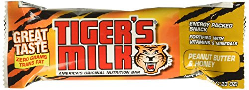 Tiger's Milk Peanut Butter & Honey Protein Nutrition Bar, Energy-Packed Snack, Zero Trans Fats, Fortified with Vitamins & Minerals, 1.23oz (Pack of 24) Tiger's Milk Peanut Butter & Honey Protein Nutrition Bar, Energy-Packed Snack, Zero Trans Fats, Fortified with Vitamins & Minerals, 1.23oz (Pack of 24)