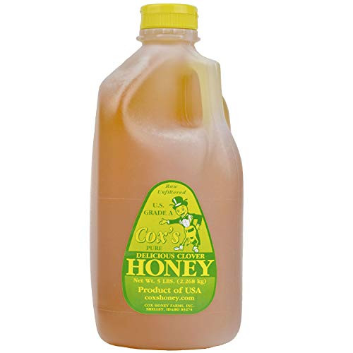 Cox's Honey - Raw Unfiltered Liquid Honey, 5 lbs | 100% Pure Clover Delicious Honey - Product of the USA