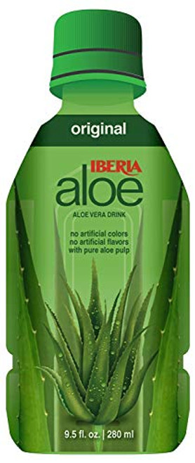 Iberia Aloe Vera Drink with Pure Aloe Pulp 16.9 Fl Oz (Pack of 8) No Artificial Color & Flavor, Aloe Juice Variety Pack with Original, Mango, Pineapple & Strawberry, BPA Free