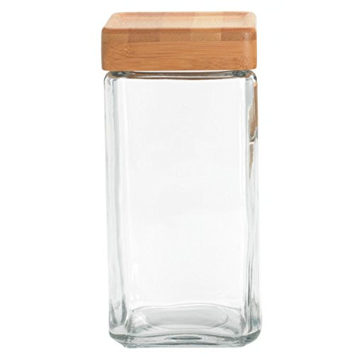 Anchor Hocking Stackable Jar w/Bamboo Lid, 2-Quart