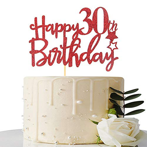 Red Glitter Happy 30th Birthday Cake Topper - 30 Cake Topper - 30th Birthday Party Supplies - 30th Birthday Party Decorations Red Glitter Happy 30th Birthday Cake Topper - 30 Cake Topper - 30th Birthday Party Supplies - 30th Birthday Party Decorations