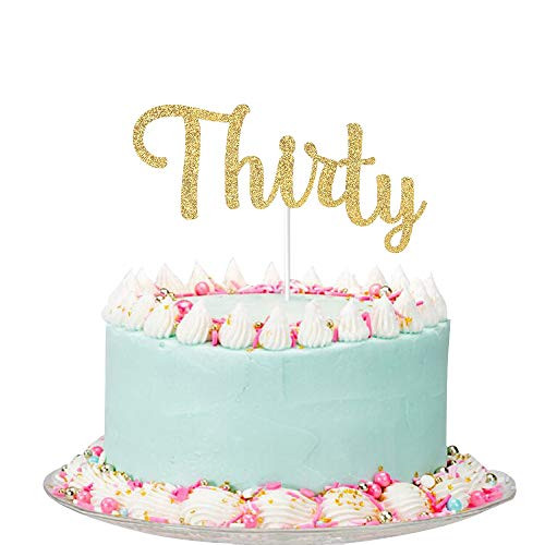 Gold Glitter Thirty Cake Topper - 30th Birthday / 30th Anniversary Cake Topper, 30th Birthday / 30th Anniversary Party Decoration