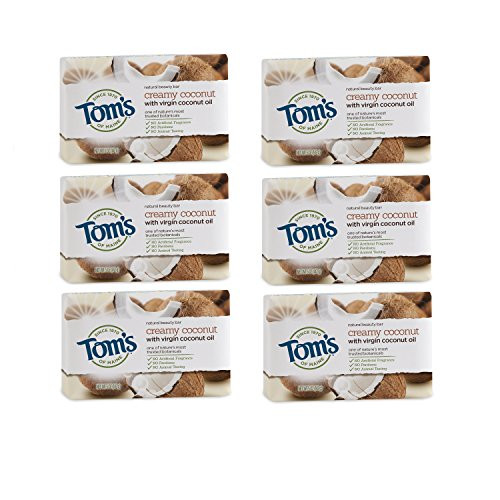 Toms of Maine Natural Beauty Bar, Bar Soap, Natural Soap, Creamy Coconut with Virgin Coconut Oil, 5 Ounce, 6-Pack