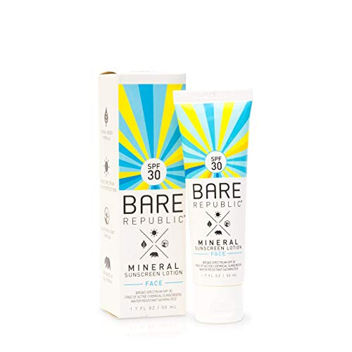 Bare Republic Mineral Face Sunscreen Lotion. Lightweight, Unscented and Water-Resistant Face Moisturizer (1.7 ounces).