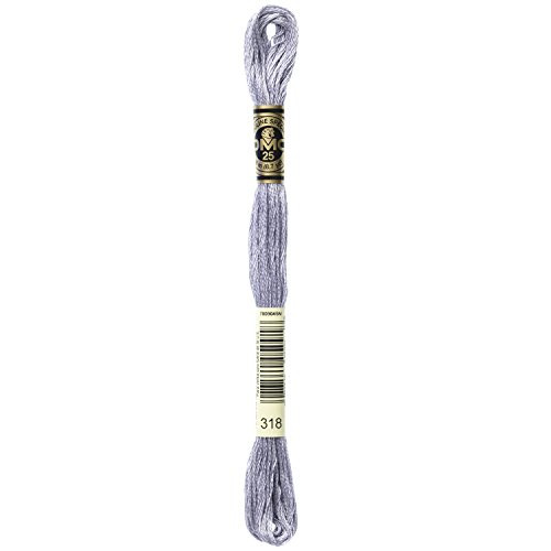 DMC 117-318 Mouline Stranded Cotton Six Strand Embroidery Floss Thread, Light Steel Gray, 8.7-Yard