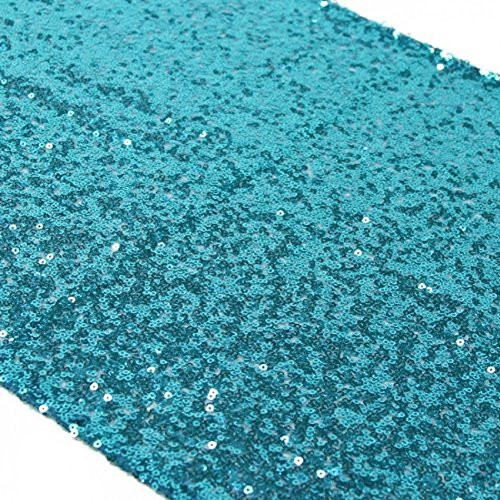 TRLYC 12 by 108-Inch Turquoise Visual Impact Decor Rectangle Wedding Sequin Tablerunner TRLYC 12 by 108-Inch Turquoise Visual Impact Decor Rectangle Wedding Sequin Tablerunner