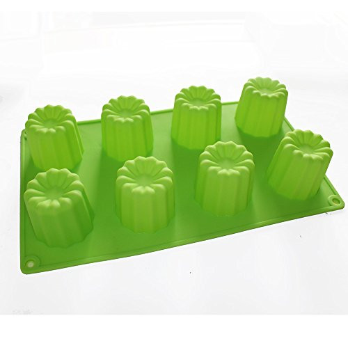 X-Haibei Silicone Mold Muffin Jello Cake Baking Pan 8-cavity 2x2inch Canneles Mould