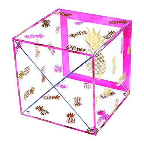 Deflecto Desklarity Storage Cube Organizer Cross Dividers, Desk Accessories, Precisely Pineapple, Acrylic, Clear, 6"W x 6"H x 6"D (41696)
