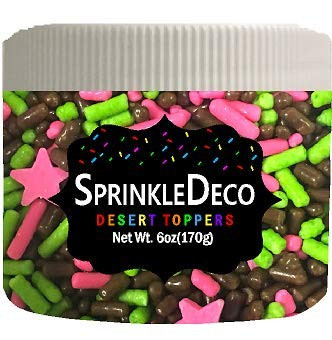 Pink Camoflage Edible Confetti Sprinkles Cake Cookie Cupcake IceCream Donut Quins - 6oz Jar