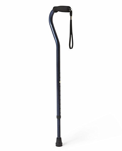 Medline Offset Handle Canes with Foam Hand Grip, Blue, Aluminum (1 Count)