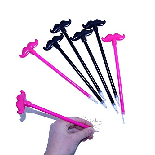 Dazzling Toys Party Mustache Pens - Ballpoint Pen with Black Ink, Great for School, Home and Office