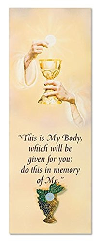 My First Communion Lapel Pin and Prayer Bookmark Set (English)
