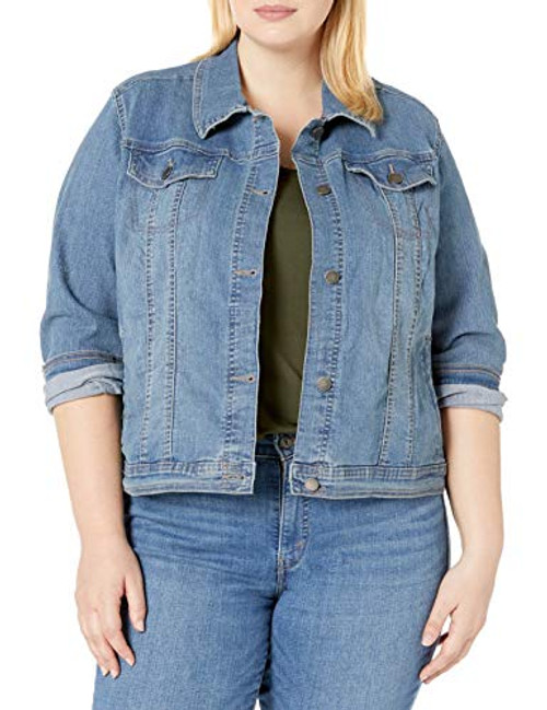 Riders by Lee Indigo Women's Plus Size Denim Jacket, Light Wash, 1X